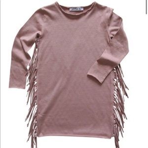 Petitbo long sleeve fringed dress